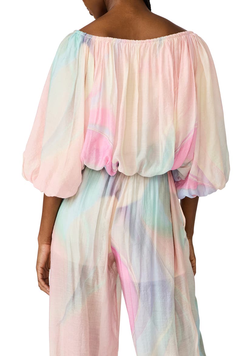 Auda Colorblock Off the Shoulder Bubble Top, Alternate, color, PASTEL MULTI