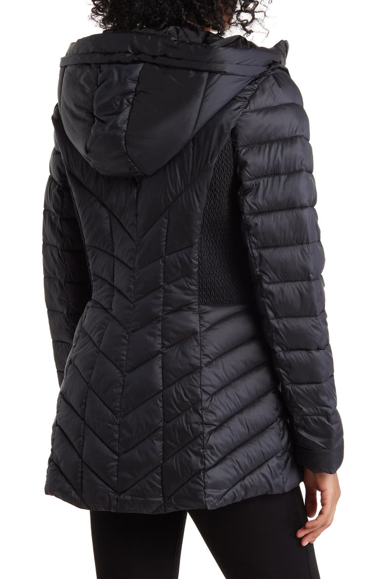 Ecoplume™ Hooded Packable Puffer Jacket, Alternate, color, BLACK