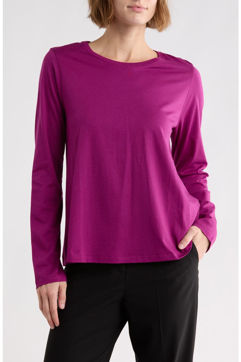 Organic Cotton Long Sleeve T-Shirt, Main, color, BERRY BLOOM