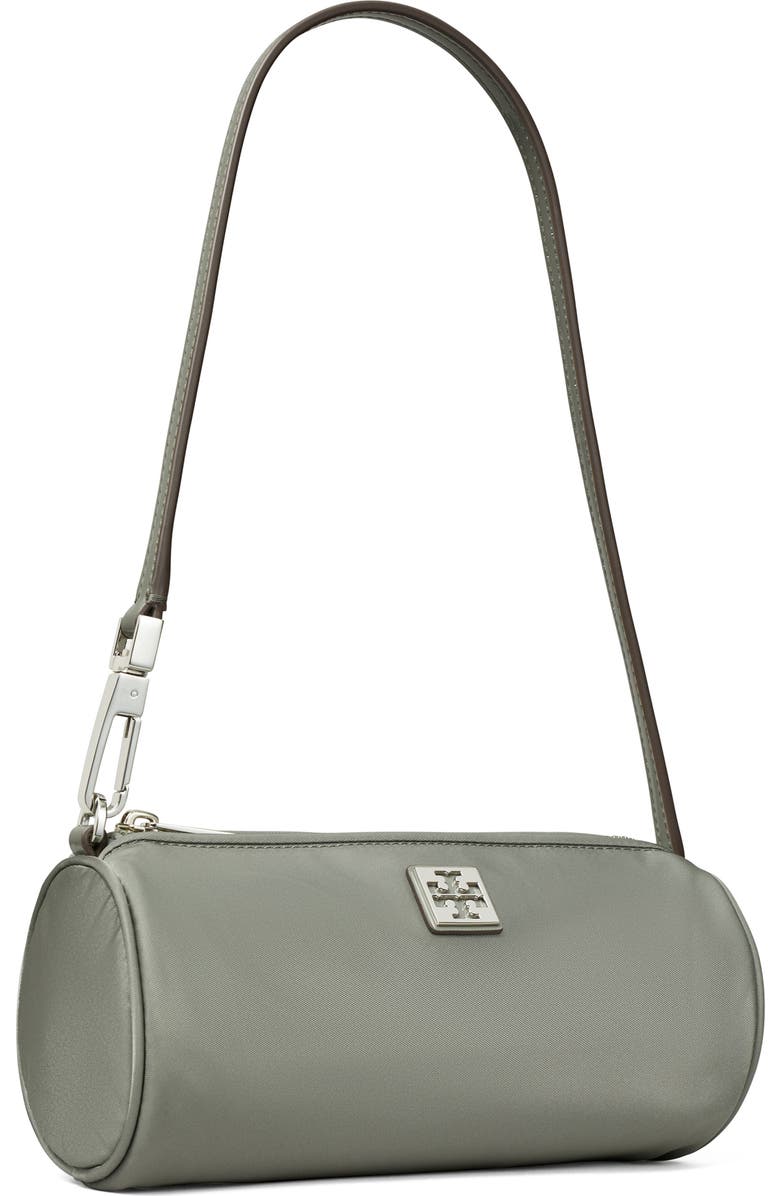 Tory Burch Virginia Nylon Cylinder Shoulder Bag, Alternate, color, Shale Rock
