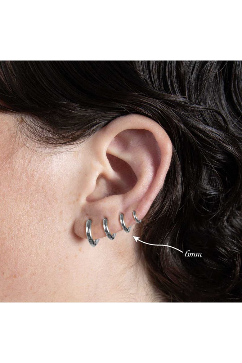 Silver Six Mm Huggie Hoop Earring, Alternate, color, Silver