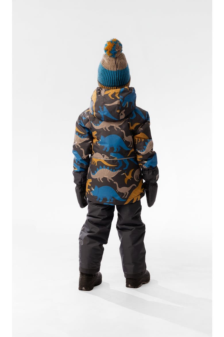 Dinosaur Chill Lightweight Jacket & Foot Strap Pants Two Piece Snowsuit, Alternate, color, Grey and Blue Dinosaur Print