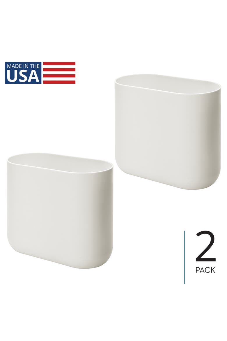 Small Slim Plastic Bathroom Trash Can, 2-Pack, Coconut White, Alternate, color, Coconut White