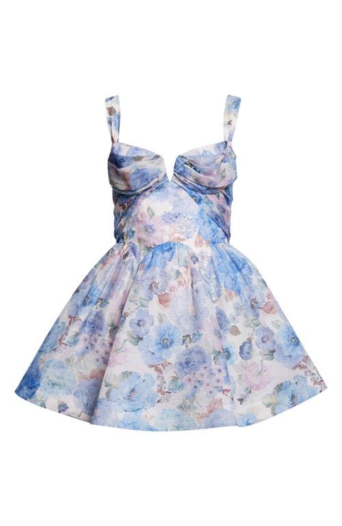 Zimmermann Rebellion Draped Linen & Silk Fit & Flare Minidress In Blue