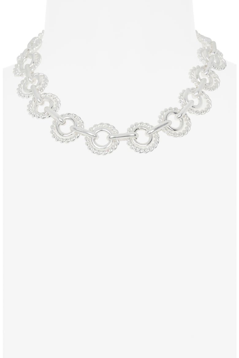 Polished Circle Collar Necklace, Alternate, color, SILVER