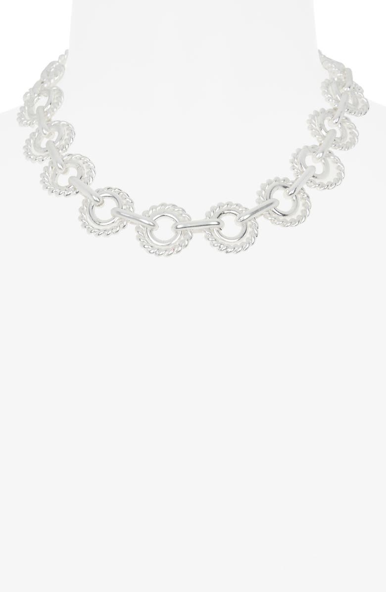 Karine Sultan Polished Circle Collar Necklace, Alternate, color, Silver