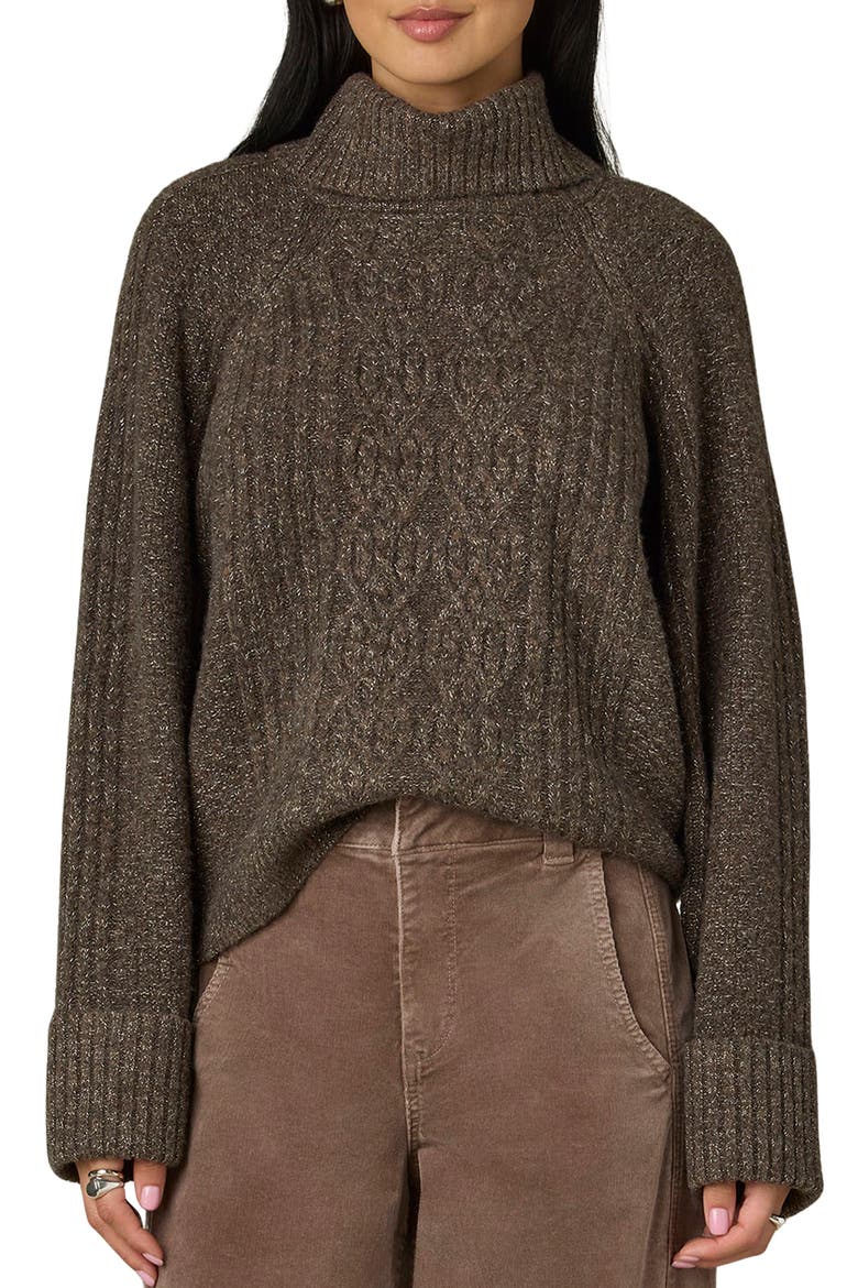 Shimmer Turtleneck Sweater, Main, color, HEATHER MOCHA