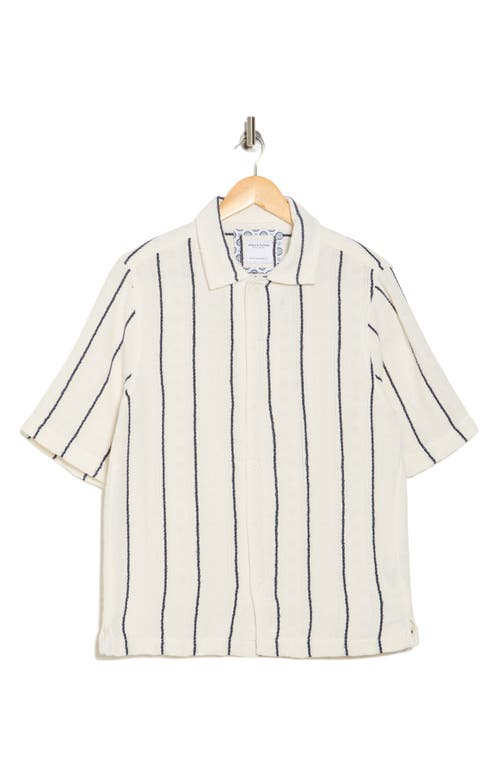 Denim And Flower Texture Stripe Short Sleeve Shirt In Neutral