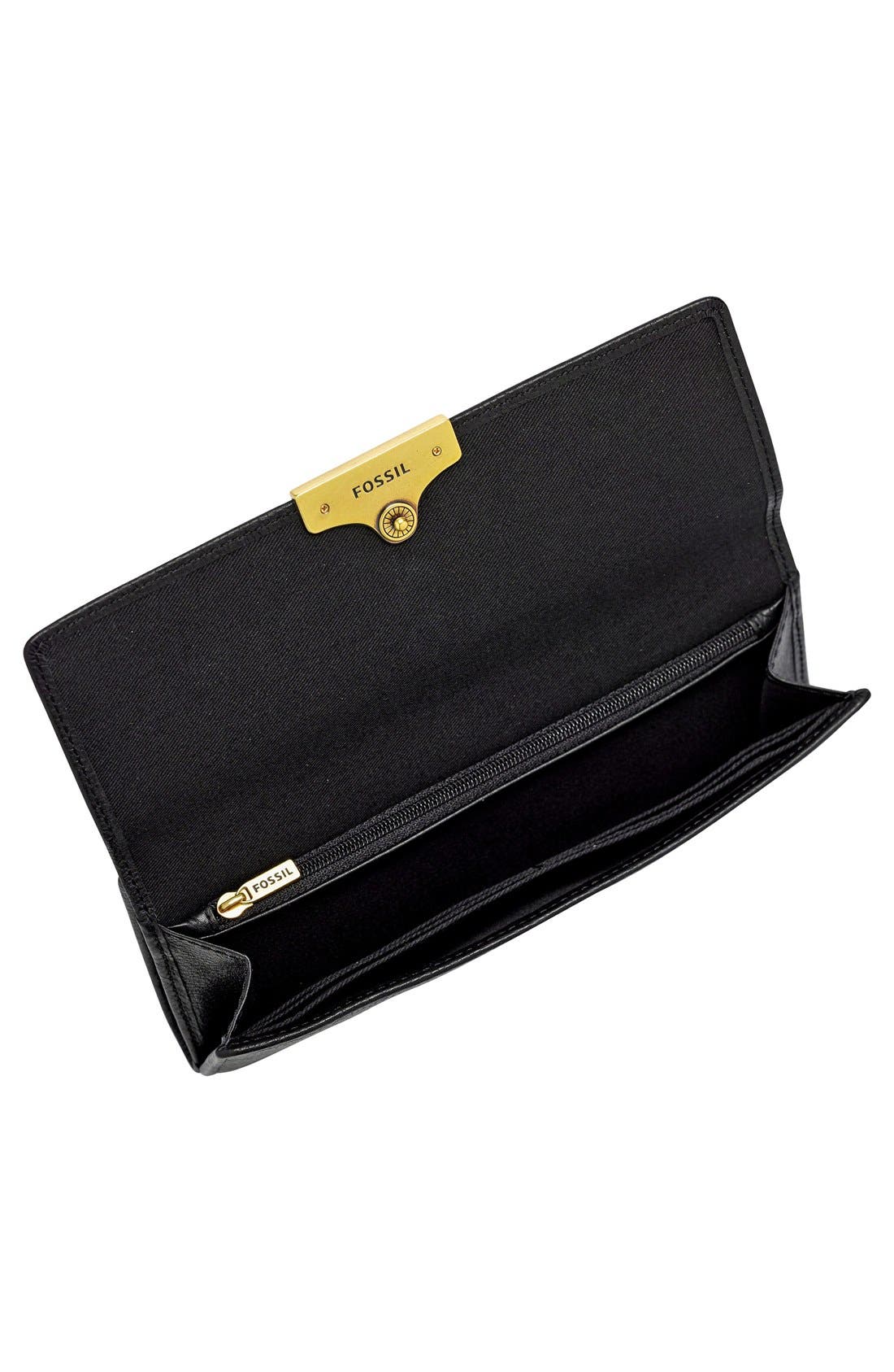 'Knox' Leather Clutch, Alternate, color, BLACK