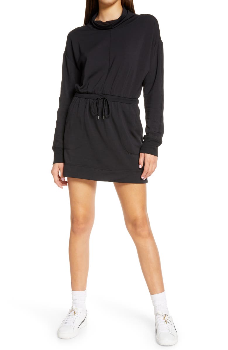Zella Peaceful Funnel Neck Tie Waist Sweatshirt, Alternate, color, 