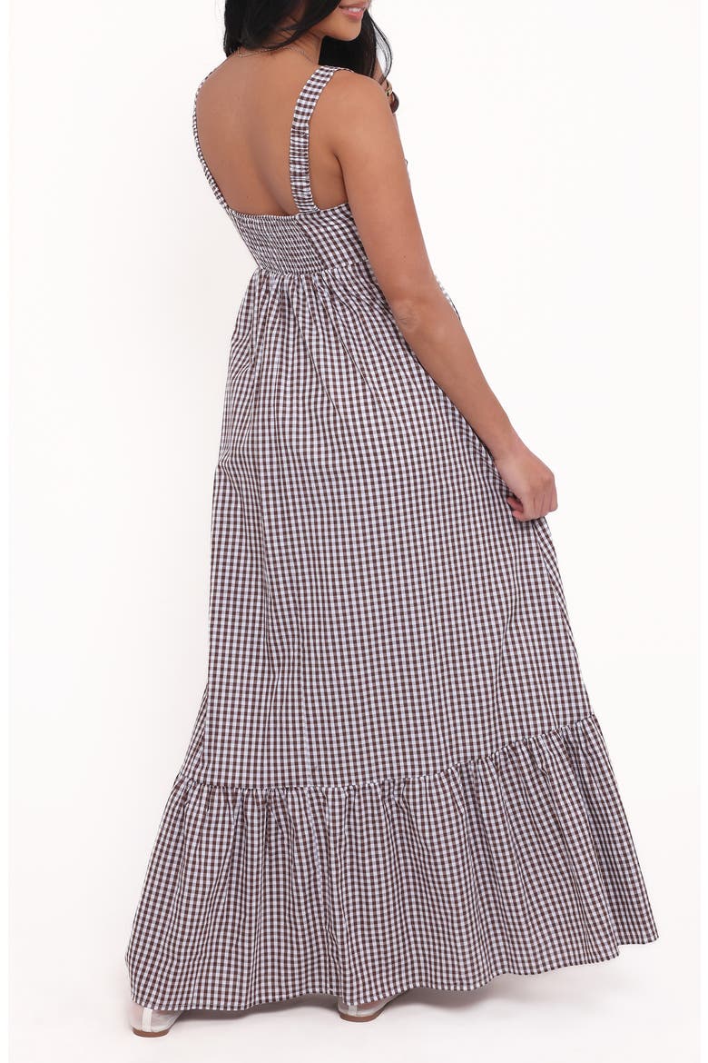 Reid Gingham Cotton Maxi Dress, Alternate, color, BROWN GINGHAM