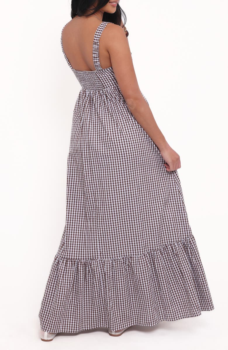 Petal & Pup Reid Gingham Cotton Maxi Dress, Alternate, color, Brown Gingham