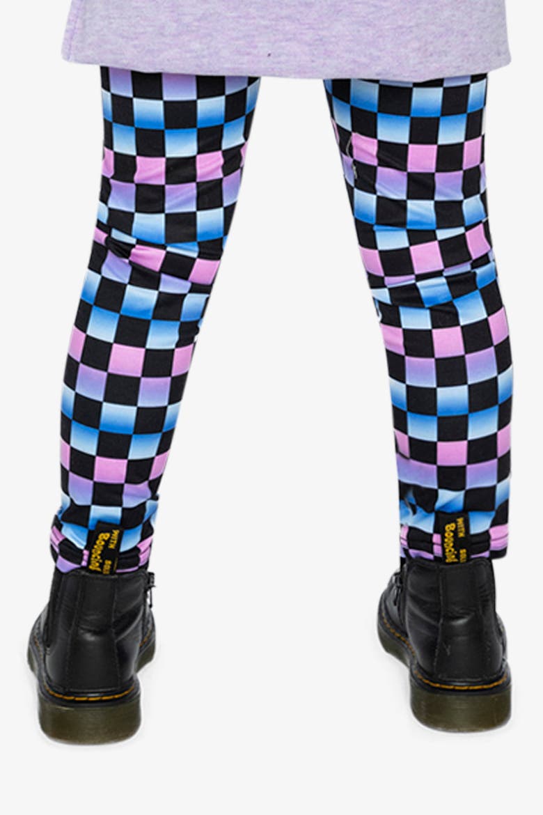 Checkered Stretch Jersey Leggings, Alternate, color, Black Checkered Print