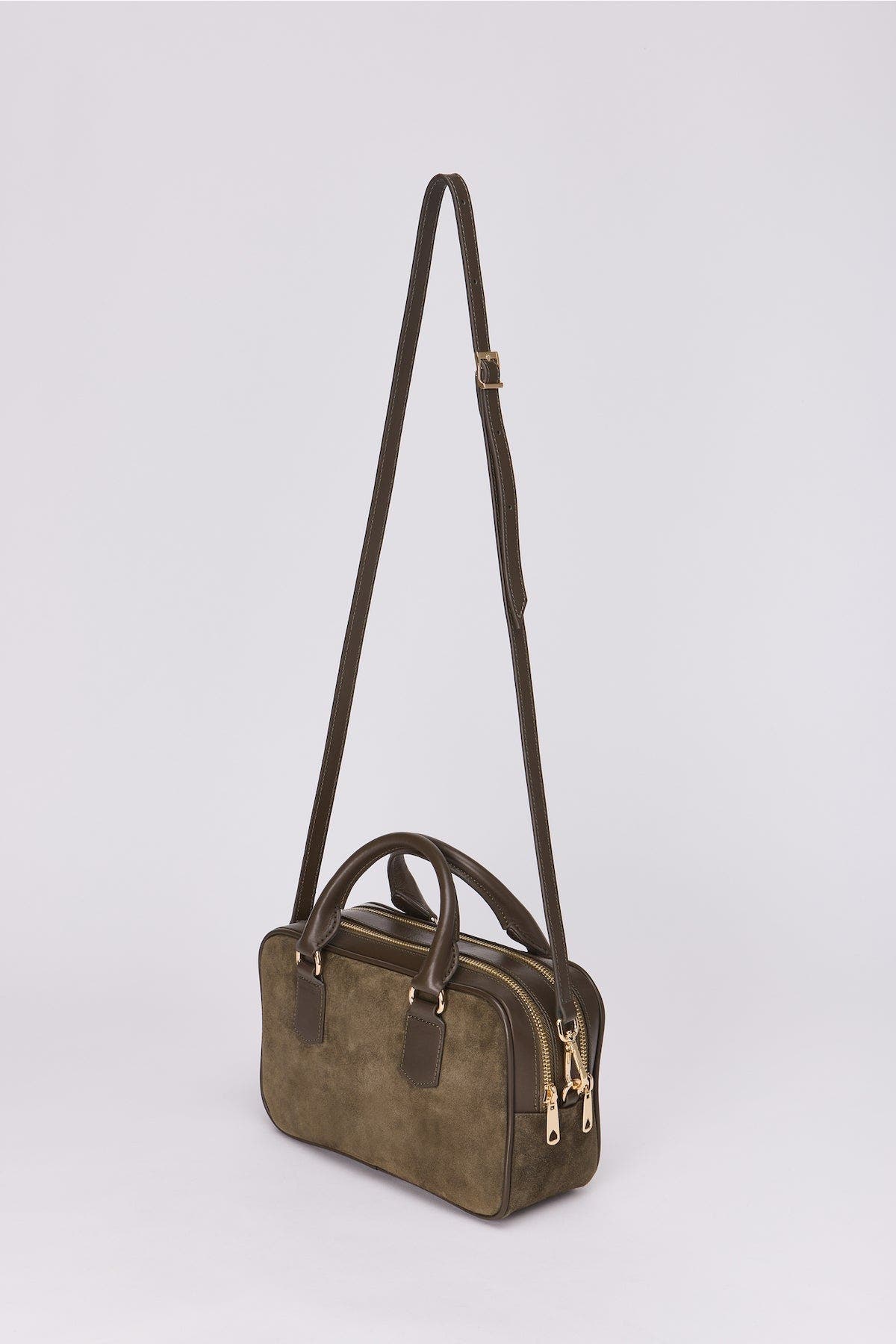 Sara Leather Structured Bassepi Mini Bag, Alternate, color, Green Suede