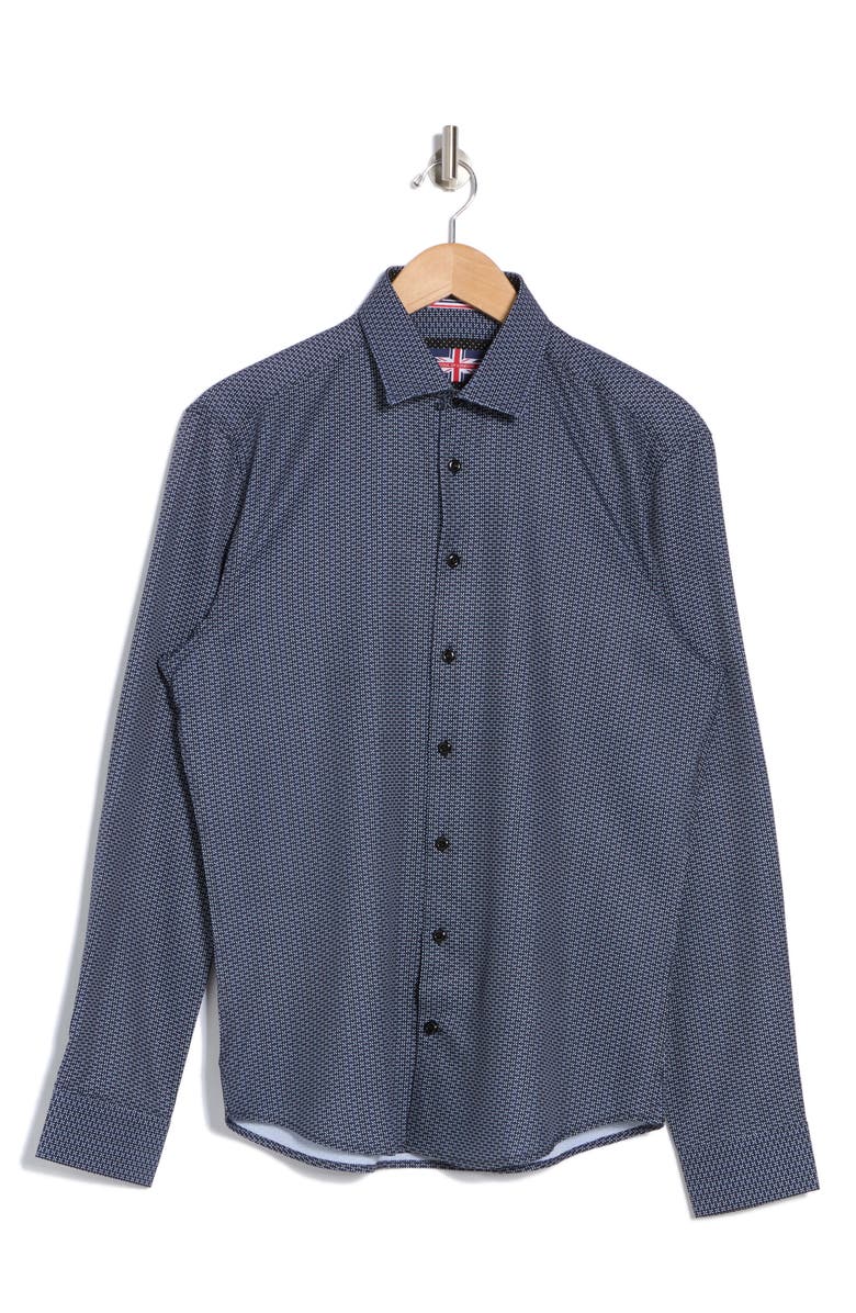 SOUL OF LONDON Geometric Print Stretch Button-Up Sport Shirt, Alternate, color,