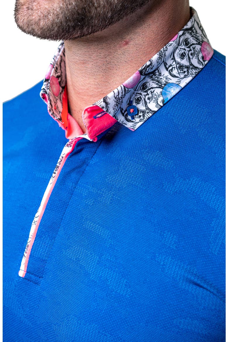 Mozarttazo Blue Jacquard Button-Down Polo, Alternate, color, BLUE