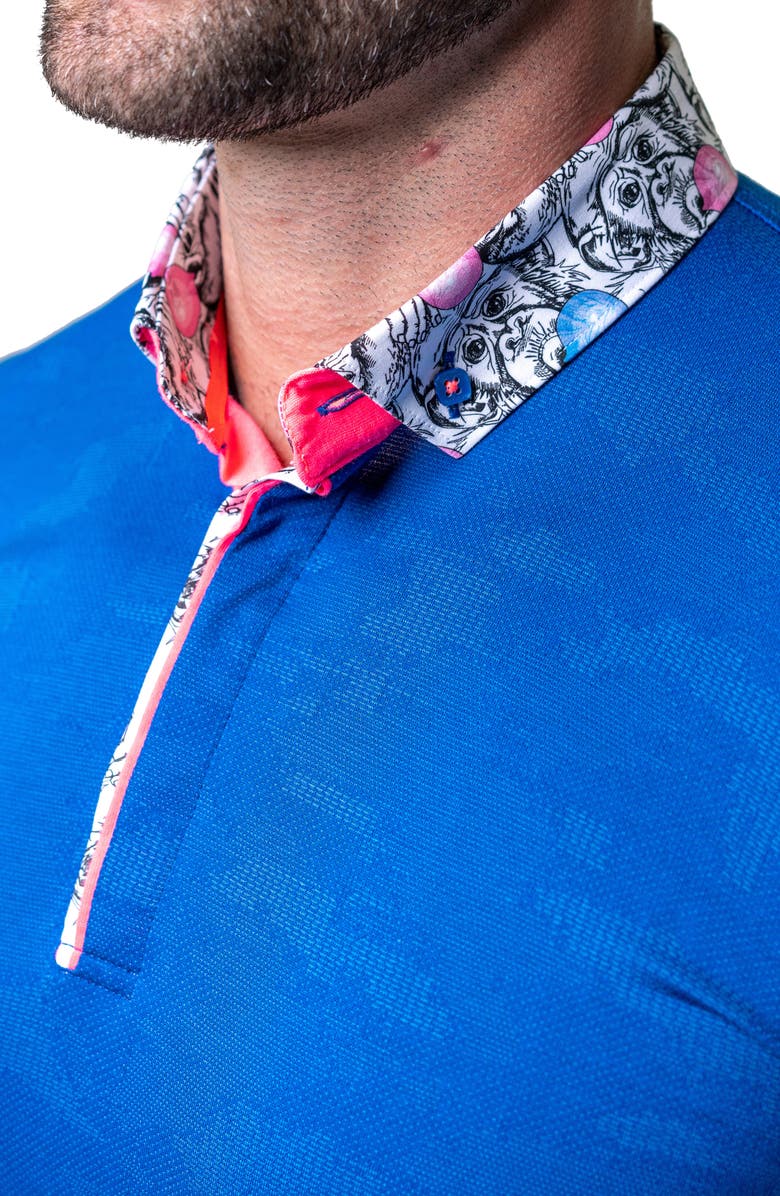 Maceoo Mozarttazo Blue Jacquard Button-Down Polo, Alternate, color, Blue