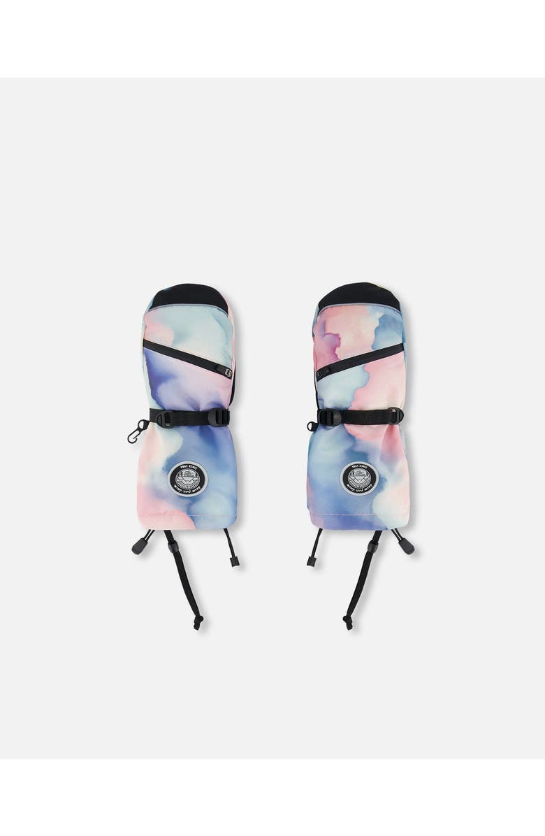 Deux par Deux Girl's Technical Mittens Printed Pastel Watercolor, Main, color, 