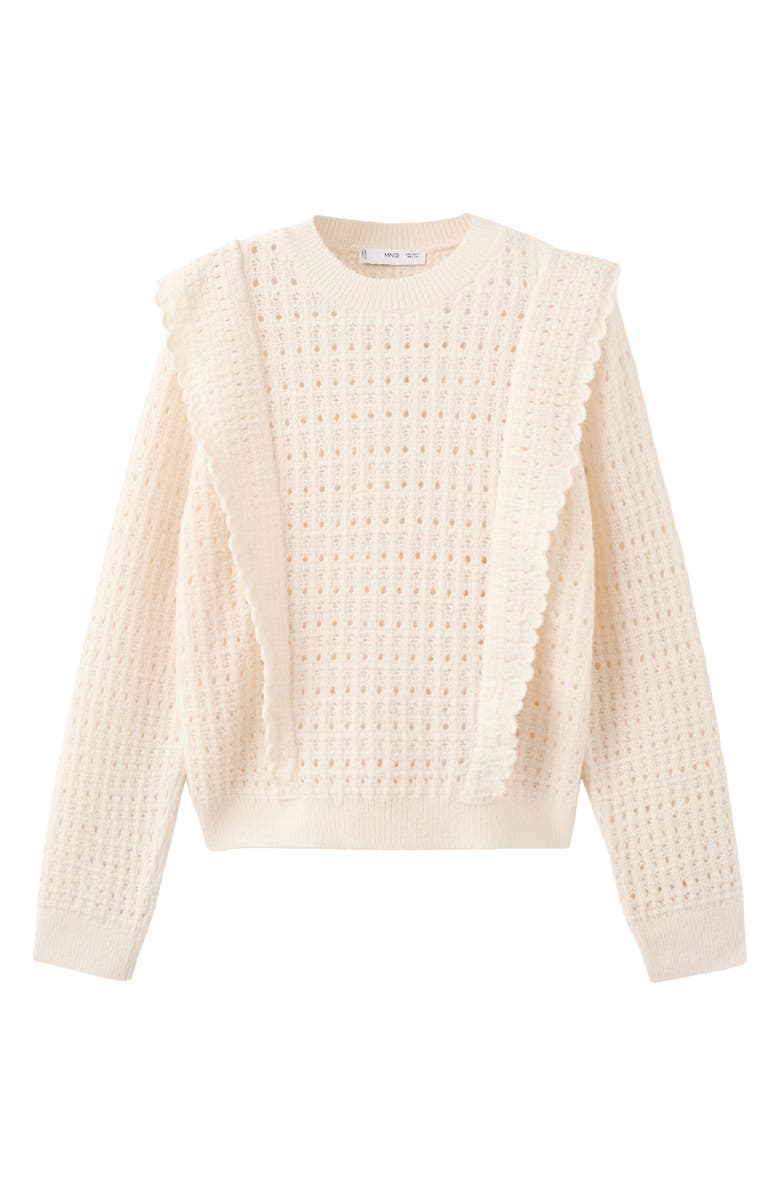 MANGO Openwork Sweater, Alternate, color, Ecru