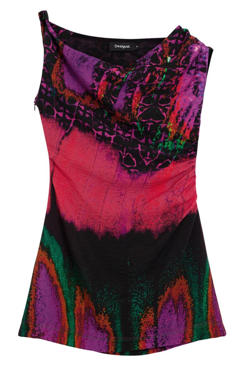 Asymmetric Minidress, Alternate, color, FUCHSIA