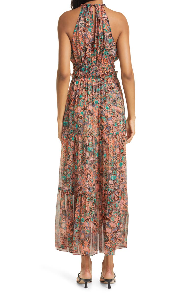 A.L.C. Elara Floral Halter Neck Silk Dress, Alternate, color, 
