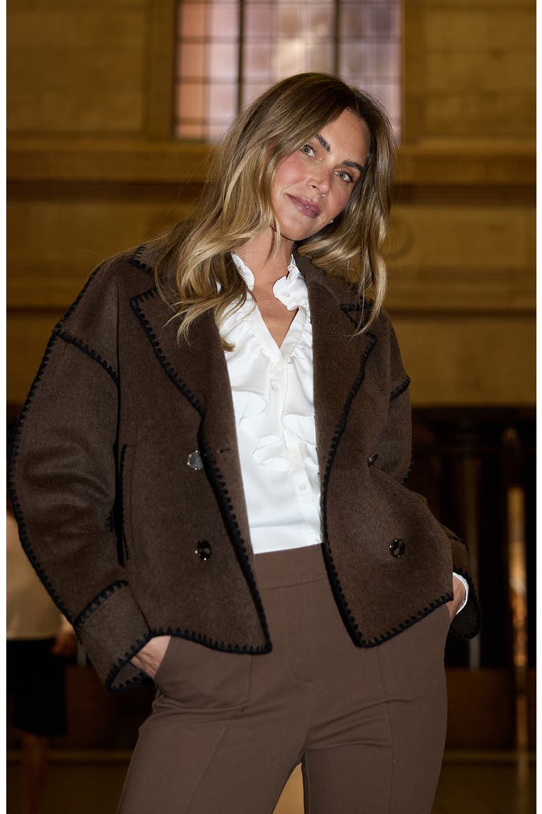 Briony Whipstitch Detail Jacket, Alternate, color, CHOCOLATE