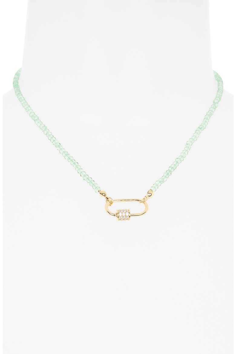 Cubic Zirconia & Crystal Beaded Carabiner Necklace, Alternate, color, GREEN- CLEAR- GOLD