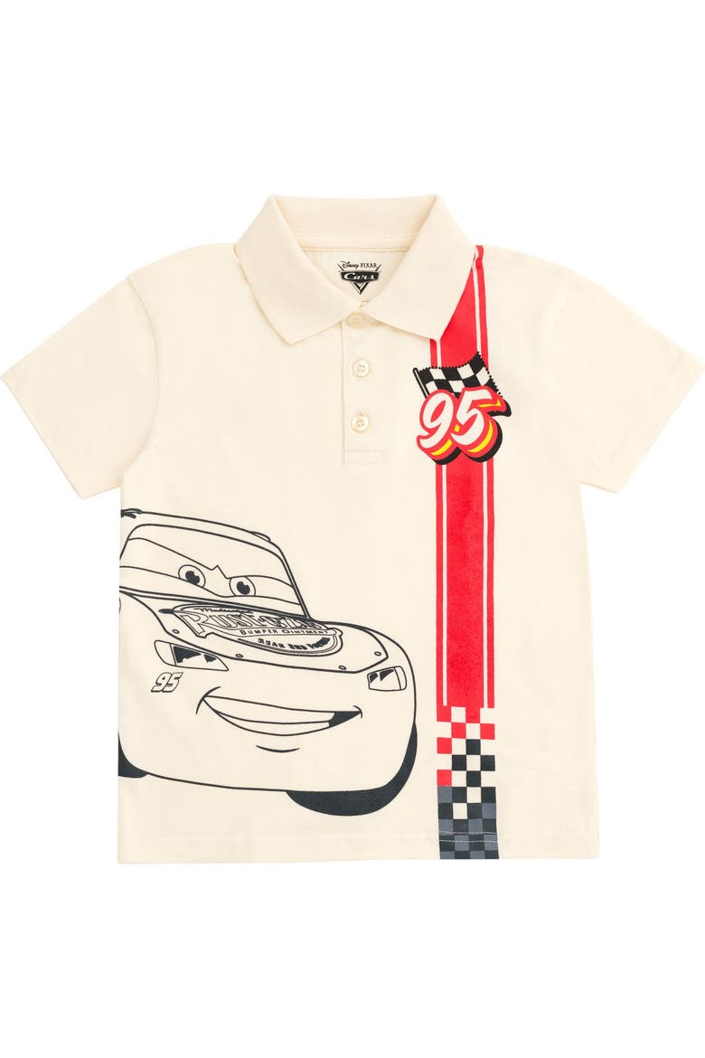 Cars Lightning McQueen 2-Piece Polo Shirt and Shorts Set, Alternate, color, McQueen Cream Black