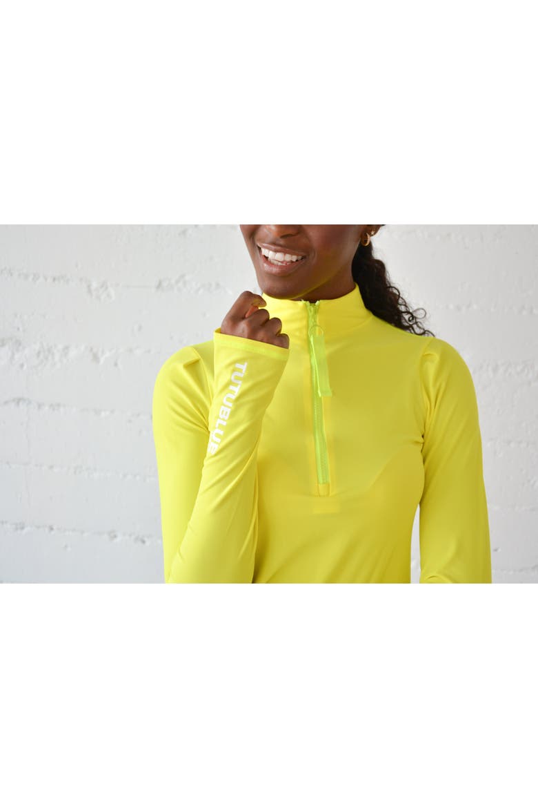 Women's Zip-Front Rash Guard Swim Top - UPF 50+, Alternate, color, Bright Yellow