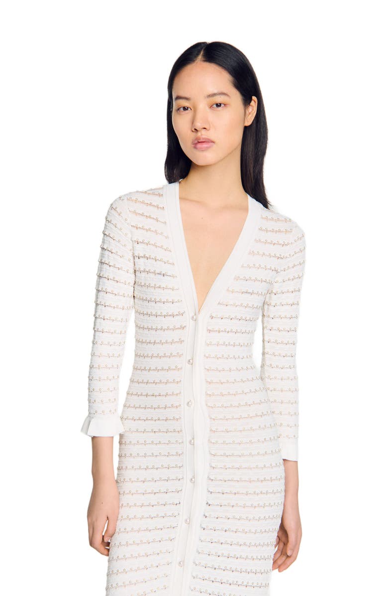 SANDRO Maxi dress with pearl details, Alternate, color, 