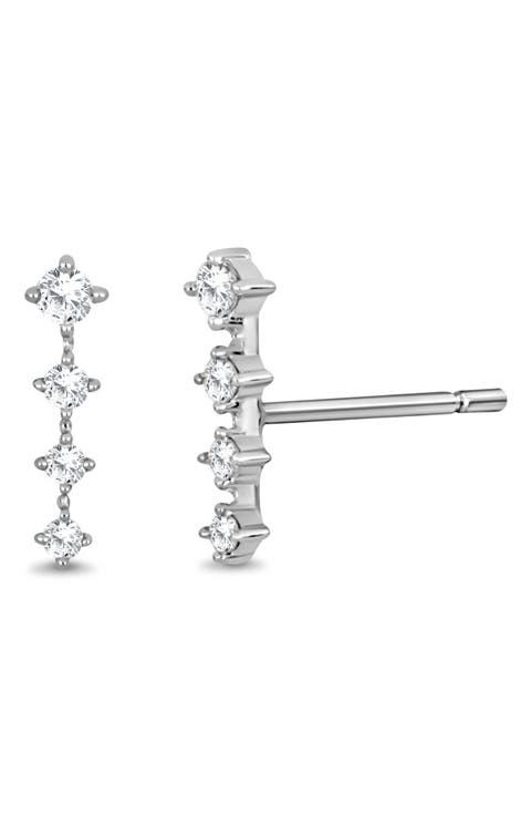 Audrey 18K White Gold Diamond Bar Stud Earrings