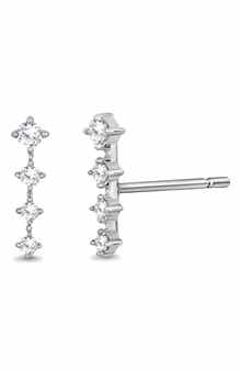 Audrey 18K White Gold Diamond Bar Stud Earrings