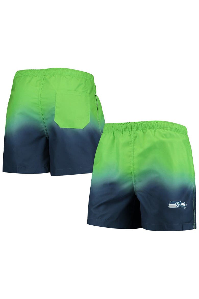 Men's FOCO Navy/ Seattle Seahawks Dip-Dye Swim Shorts, Main, color, Navy