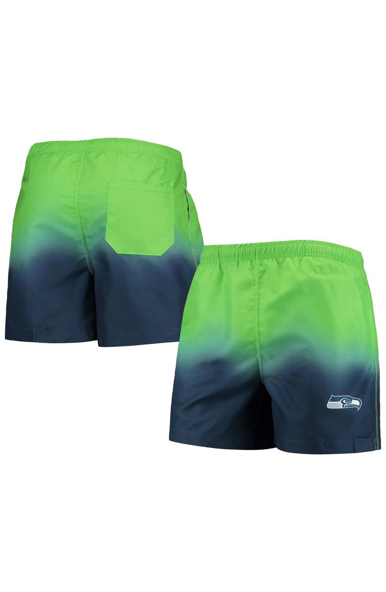 FOCO Men's FOCO Navy/ Seattle Seahawks Dip-Dye Swim Shorts, Main, color, 
