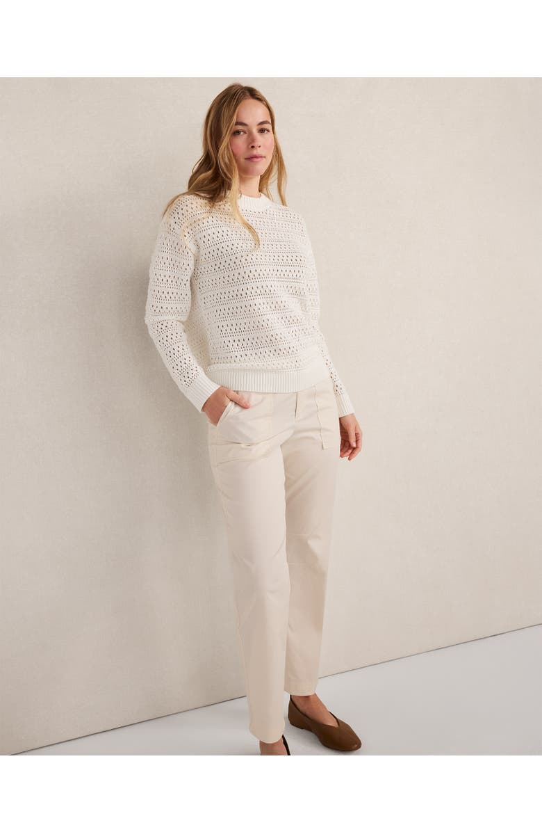 Haven Well Within Cotton Linen Stitched Crewneck, Main, color, Ivory