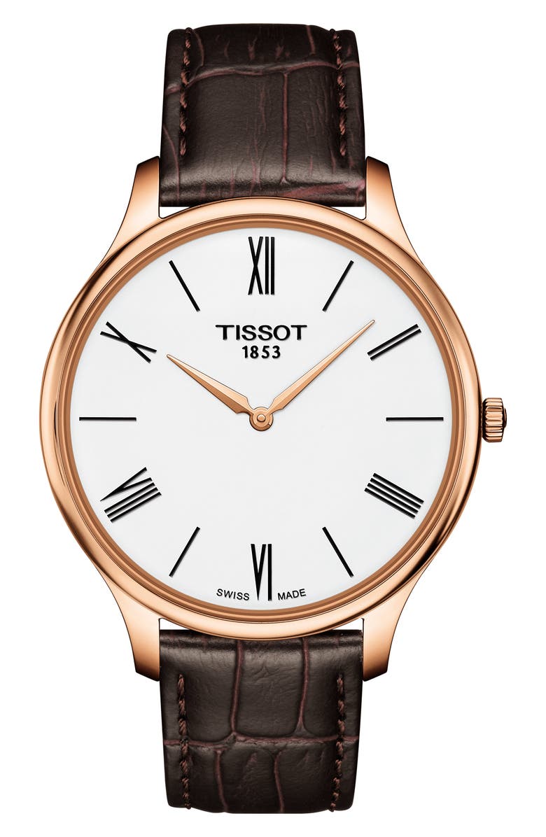 Tissot Men's Tradition 5.5 Leather Strap Watch, 39mm, Main, color, 