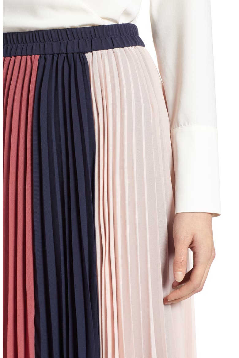 x Atlantic-Pacific Colorblock Pleated Midi Skirt, Alternate, color, PINK- NAVY COLORBLOCK