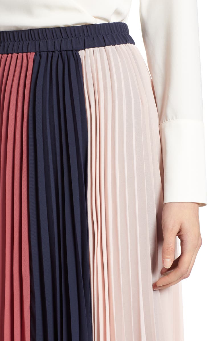 Halogen<sup>®</sup> x Atlantic-Pacific Colorblock Pleated Midi Skirt, Alternate, color, 