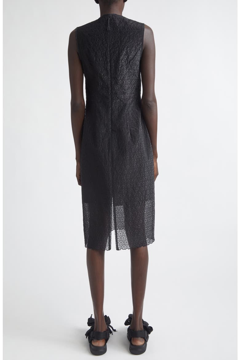 Devin Windflower Embroidered Organza Sheath Dress, Alternate, color, BLACK