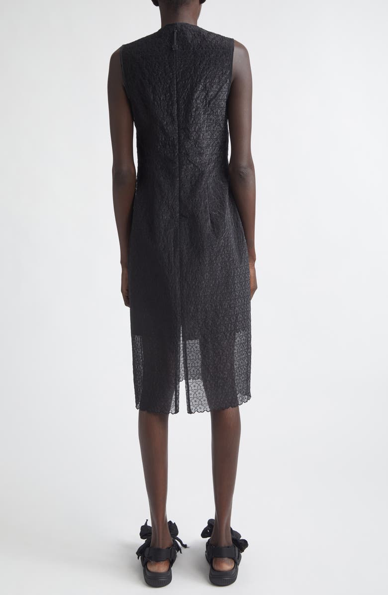 Cecilie Bahnsen Devin Windflower Embroidered Organza Sheath Dress, Alternate, color, Black