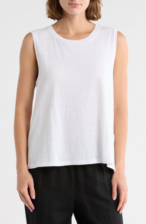 Crewneck Organic Cotton Sleeveless Top