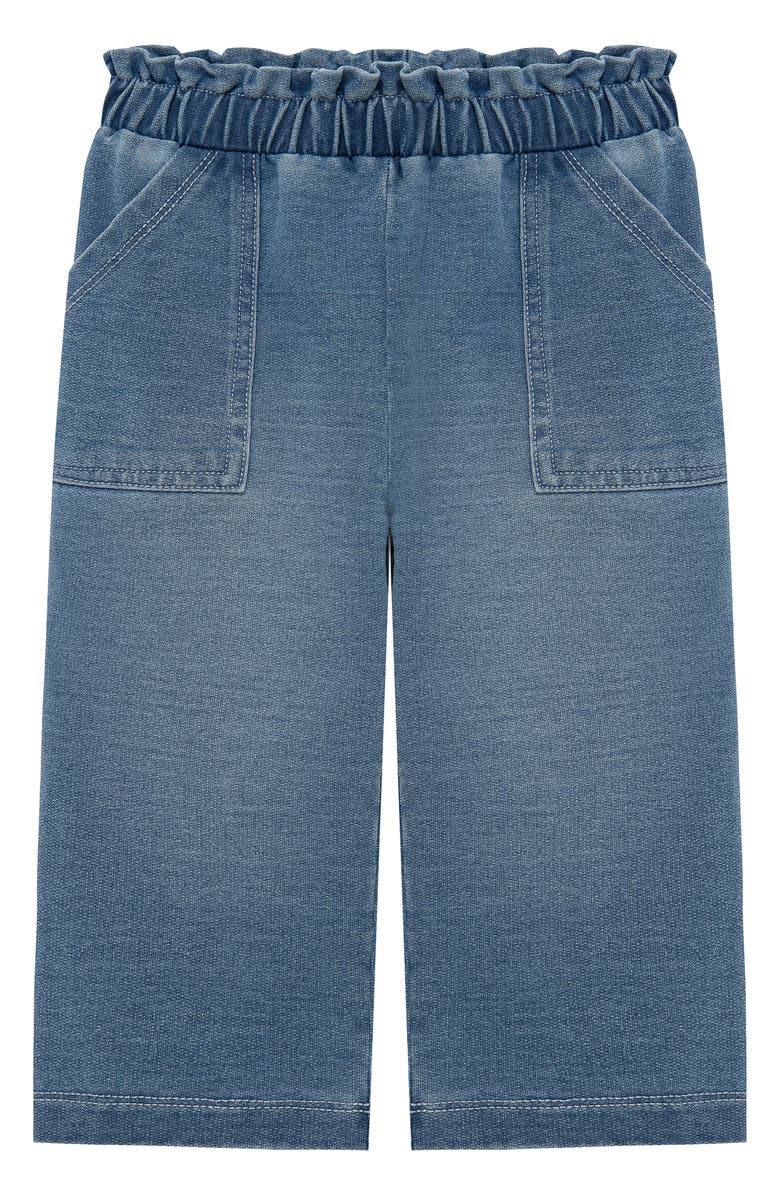 Habitual Kids Paperbag Waist Wide Leg Knit Denim Pants, Main, color, Medium Stone