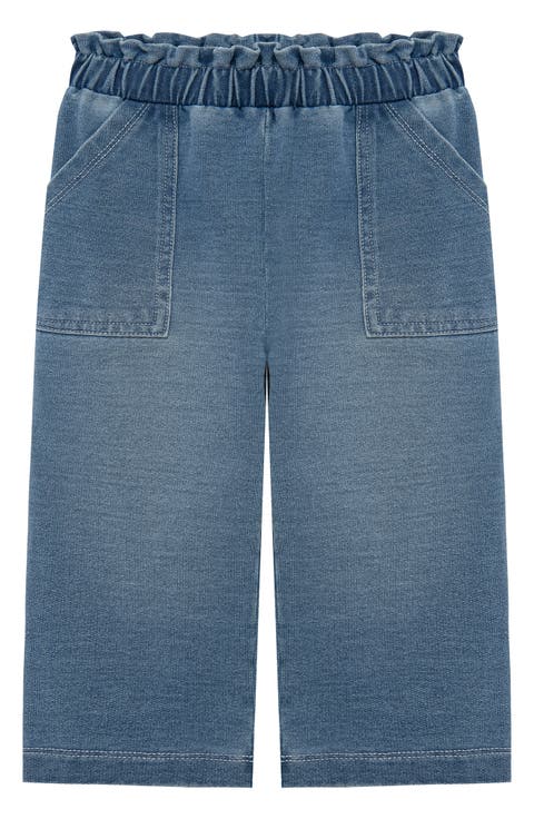Paperbag Waist Wide Leg Knit Denim Pants (Baby)