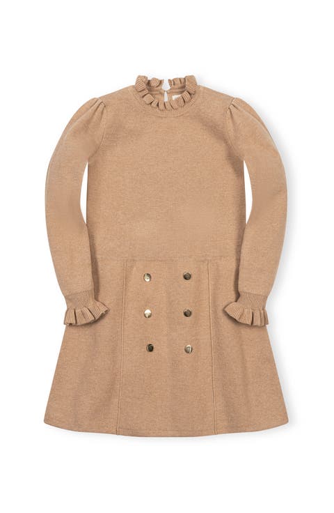 Kids' Organic Mock Neck Ruffle Edge Sweater Dress