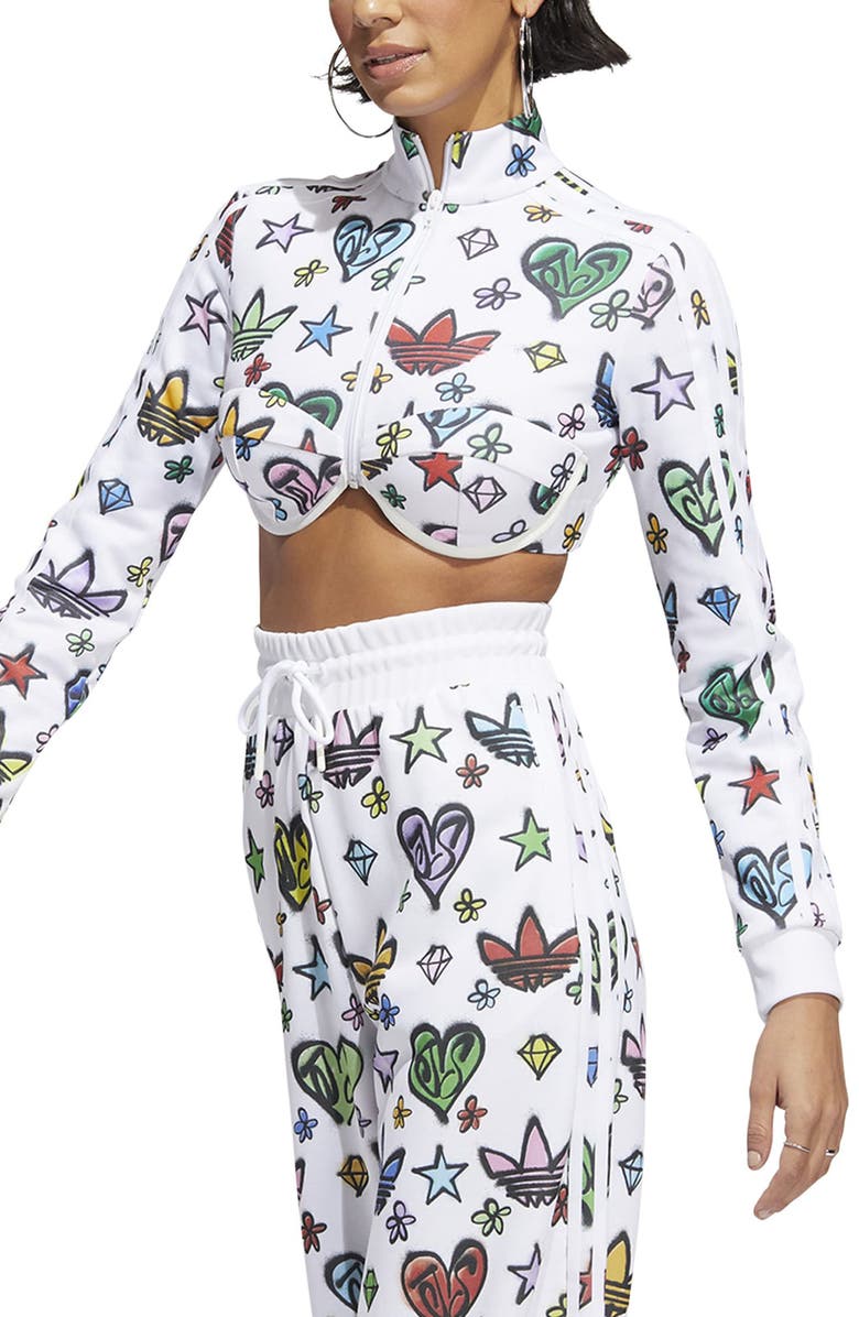 adidas x Jeremy Scott Monogram Crop Track Jacket, Main, color,