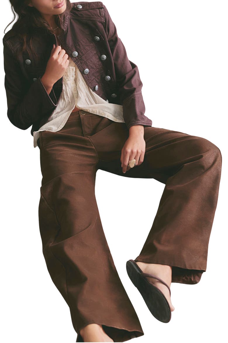 Spotlight Wide Leg Faux Leather Trousers, Alternate, color, CHOCOLATE BROWN
