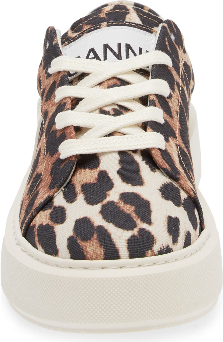 Ganni Sporty Mix Leopard Print Sneaker, Alternate, color,