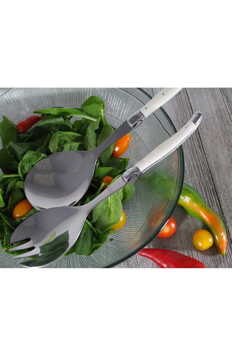 FRENCH HOME 2-Piece Laguiole Faux Ivory Salad Servers, Alternate, color, Ivory