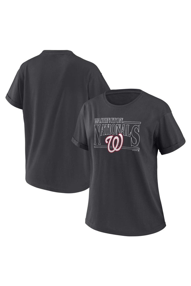 Women's WEAR by Erin Andrews  Charcoal Washington Nationals Oversized Boyfriend T-Shirt, Main, color, Charcoal