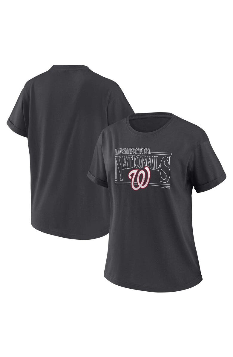 WEAR by Erin Andrews Women's WEAR by Erin Andrews Charcoal Washington Nationals Oversized Boyfriend T-Shirt, Main, color, Charcoal
